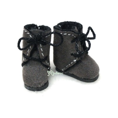 SBB008GRY Middie Blythe 2.2cm Doll Shoes Flocked Boots Grey SBB008GRY Middie Blythe 2.2cm Doll Shoes Flocked Boots Grey